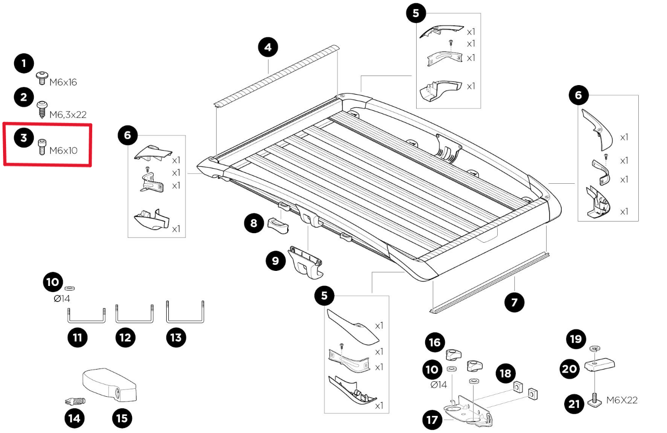 Thule 1500050037 TORNILLO DE CABEZA HUECA M6X10