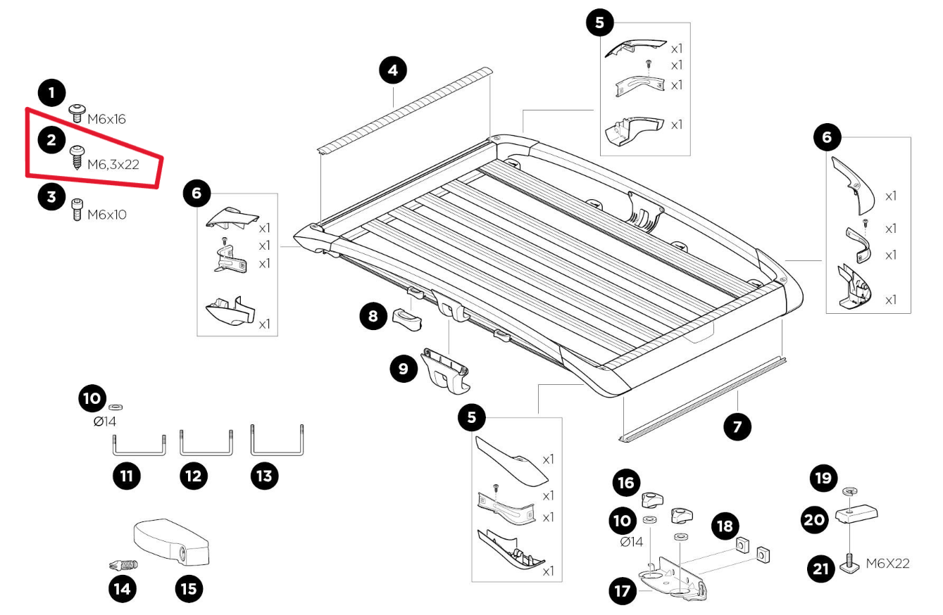 Thule 1500052515 TORNILLO DE CABEZA TRONCOCÓNICA M6,3 X 22