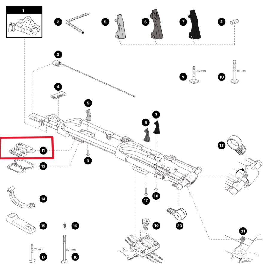 Placa de montaje trasera Thule 1500052921 (UpRide)