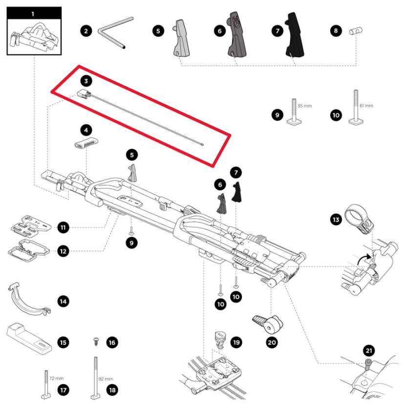 Conjunto de cable de bloqueo Upride Thule 1500052934 (UpRIde)