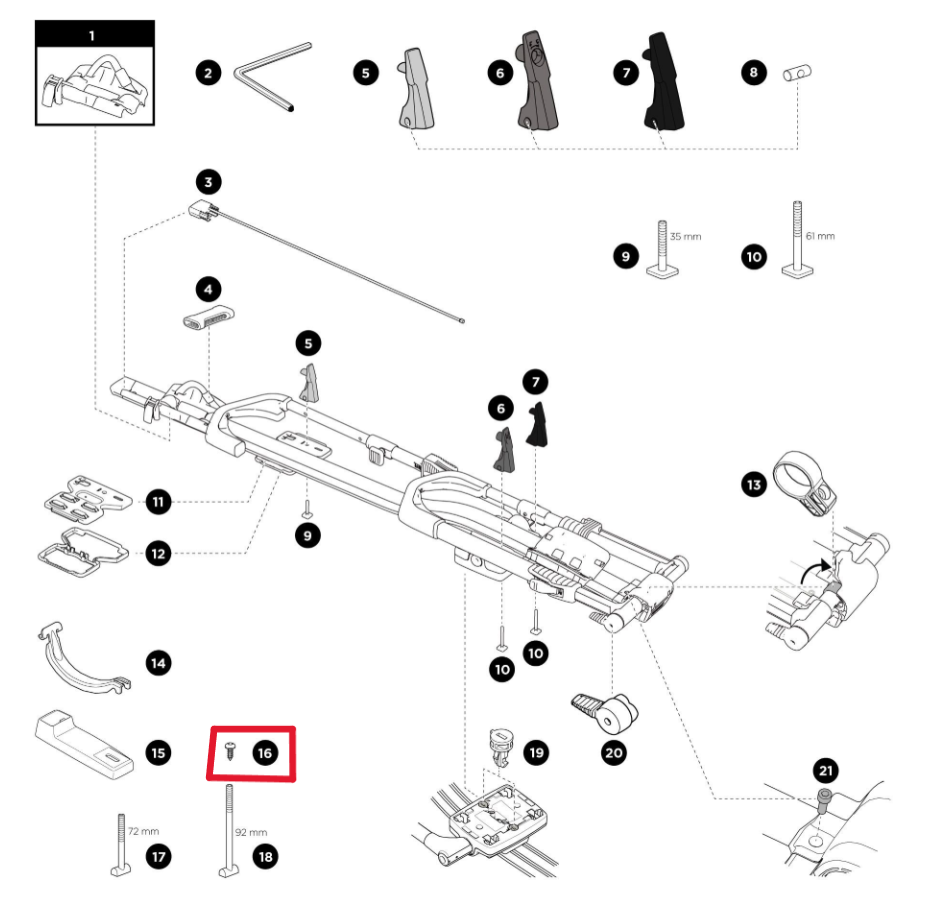 Tornillo de soporte trasero Thule 1500052943 (UpRide)