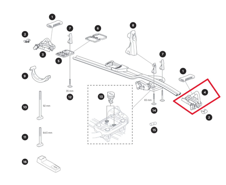 Thule 1500052958 Front Wheel Holder Assembly (ProRide, ProRide XT)
