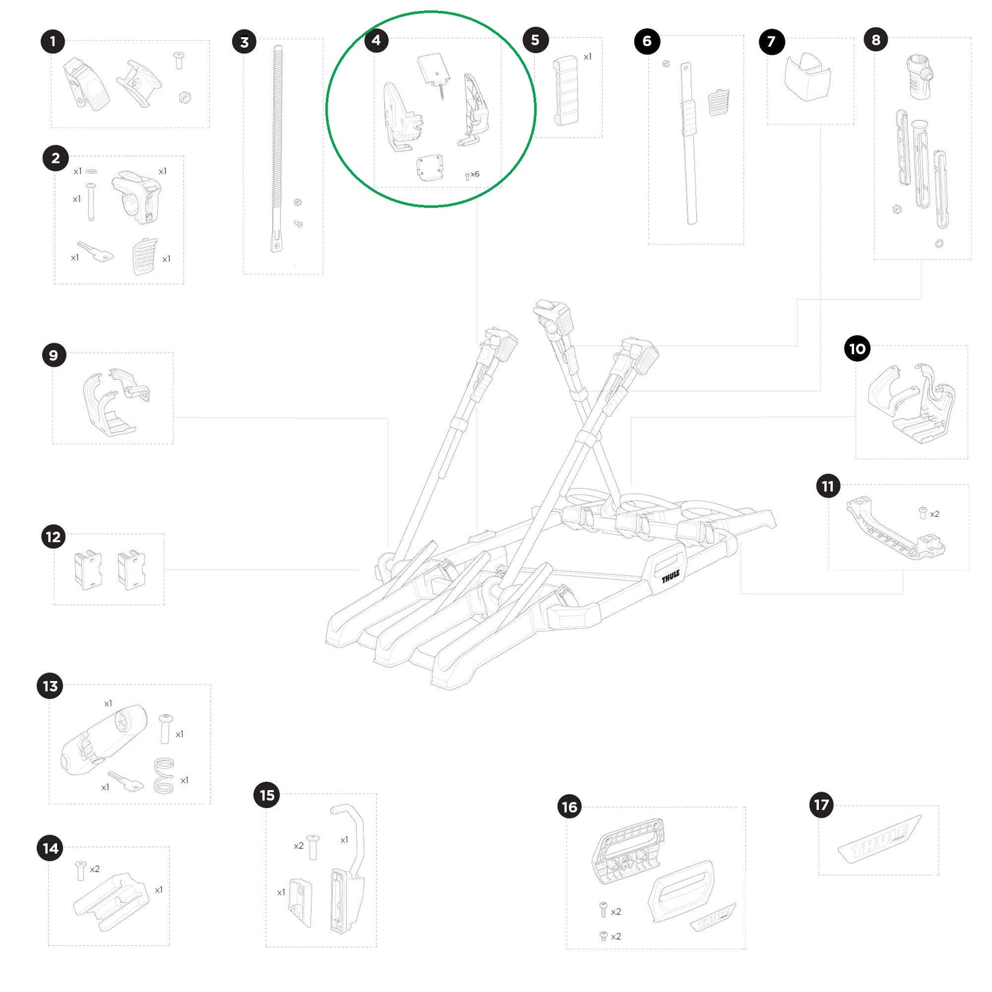 Thule 1500055534 Replacement Tilt Hub Covers for OutPace
