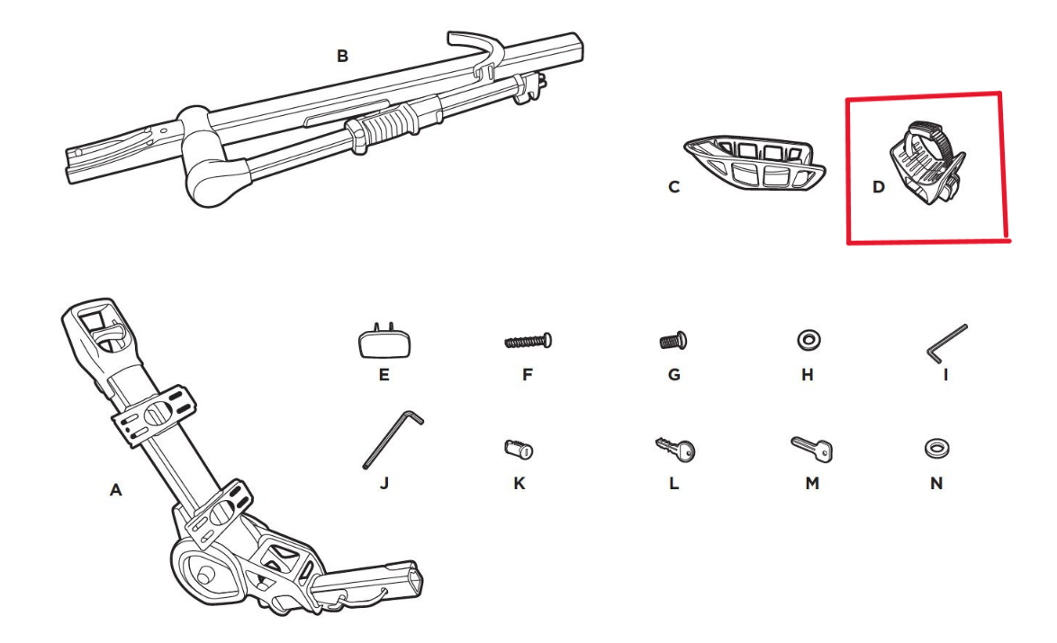 Conjunto de soporte para rueda trasera Thule 1500056125 con correa para rueda (T2 Pro) (7524639001; 7521682001)