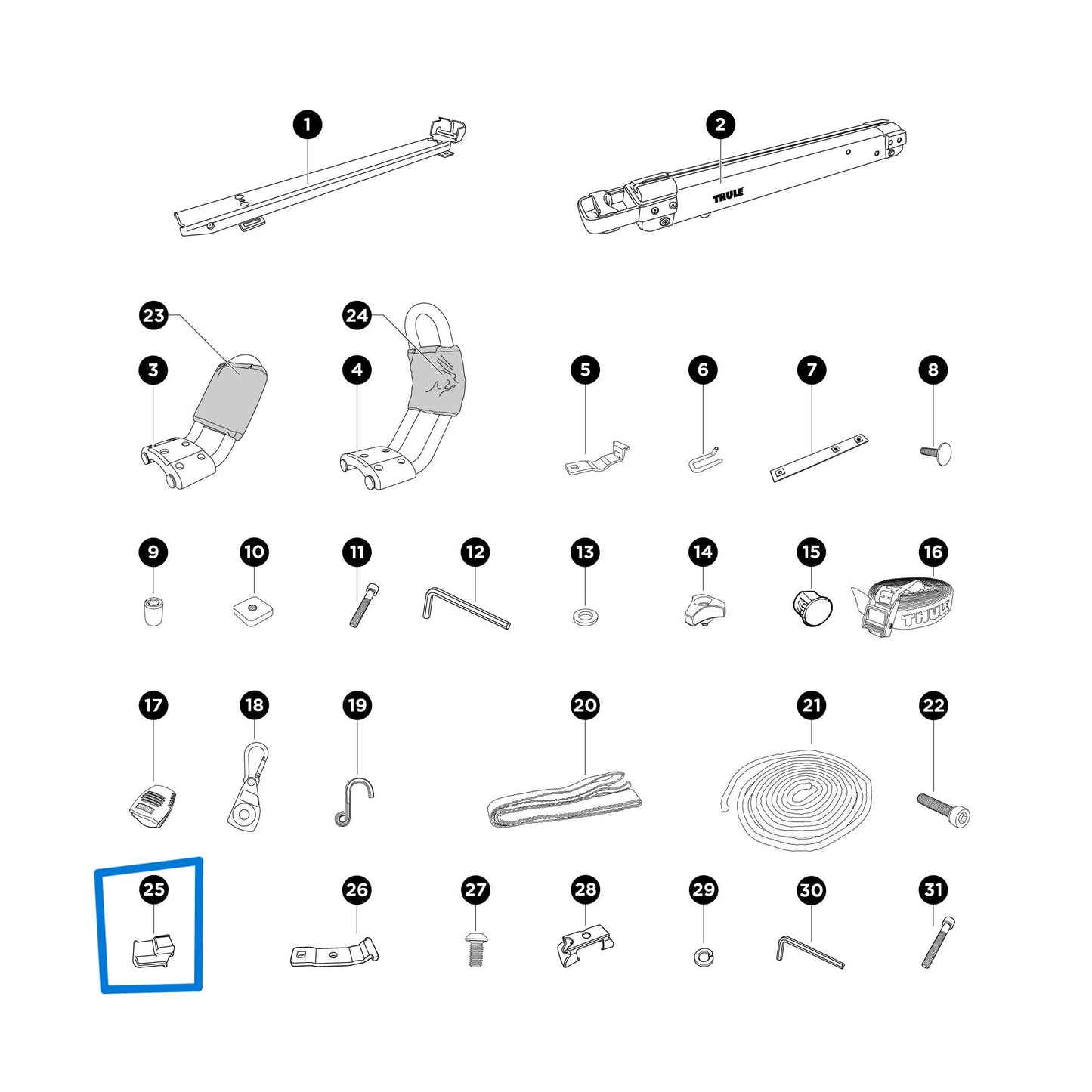 Thule 1500056318 Angled Square Bar End Cap (Hullavator Pro)