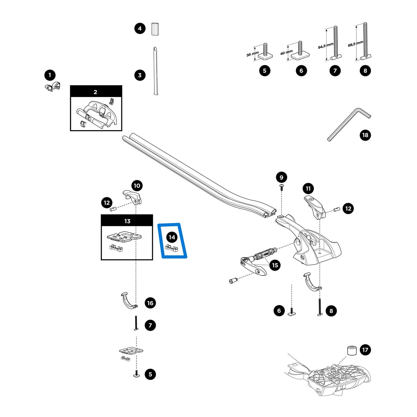 Clip de placa trasera Thule 1500052544 (Thruride, ProRide, UpRide)