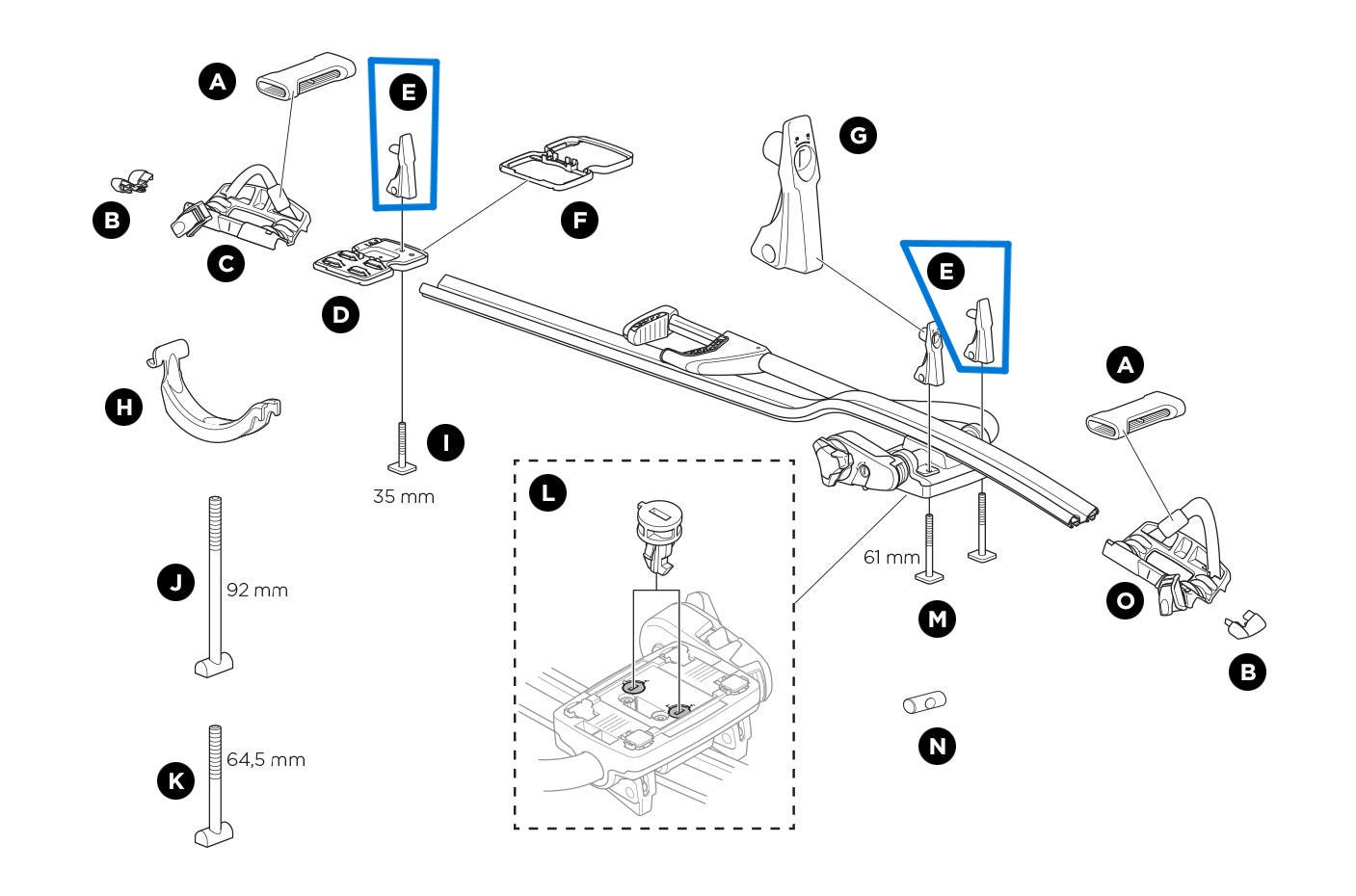 Palanca sin bloqueo Thule 1500052672 (UpRide, ProRide)