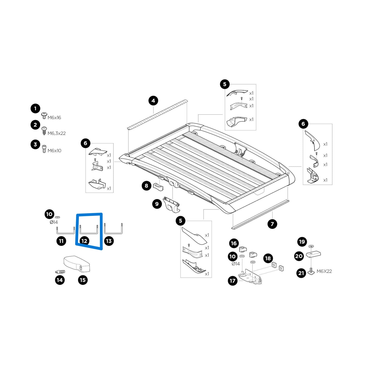 Perno en U Thule 1500052554 de 50 x 90 mm