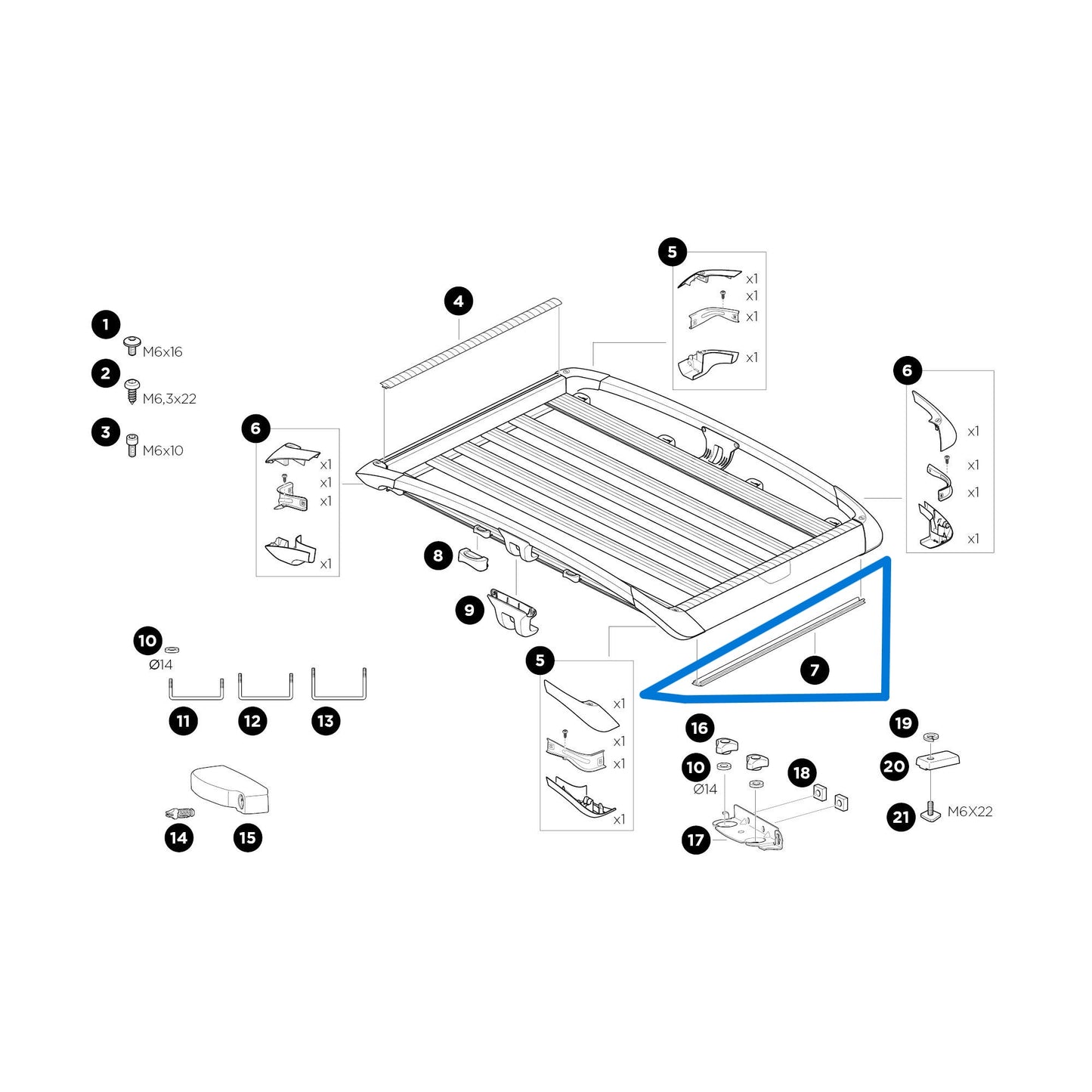 Cubierta de ranura inferior para canasta para senderos Thule 1500052523