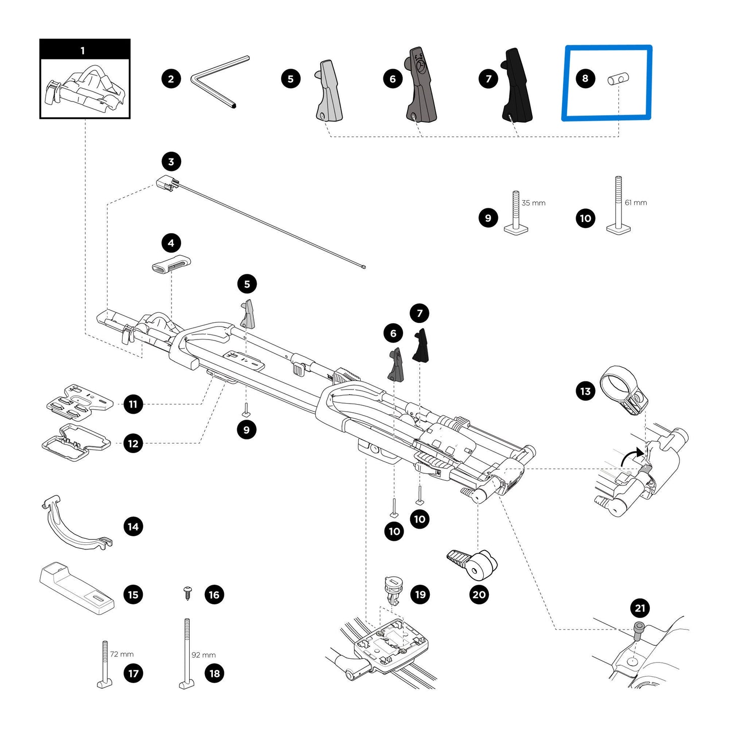 Thule 1500050208 TUERCA CILINDRICA (Thruride, ProRide, UpRide)