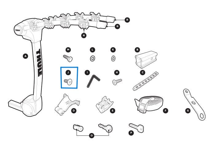 Vis à tête plate Thule 1500056117 M6x16 (boulon d'adaptateur d'attelage Vertex) (853578702)