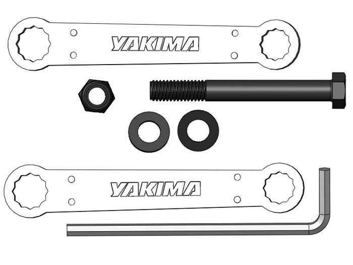 <p>Replacement pivot hardware for Yakima's DoubleDown Ace hitch mounted bike rack.</p> <p>Includes:</p> <ul> <li>Bolt</li> <li>Washers</li> <li>Nut</li> <li>Two quick wrenches </li> <li>Hex wrench</li> </ul>