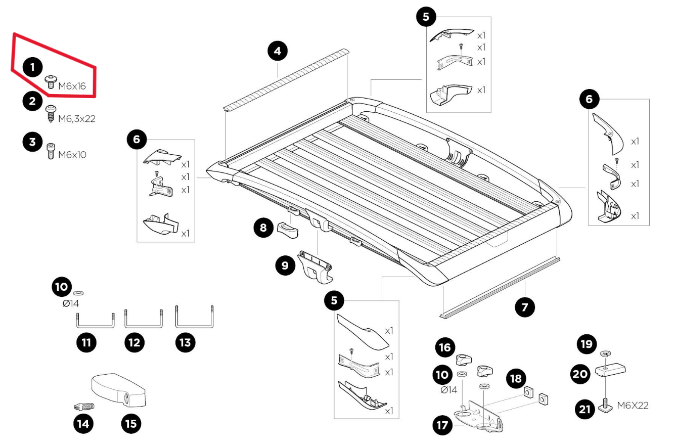 Thule 1500052514 M6 x16 Cabeza de botón