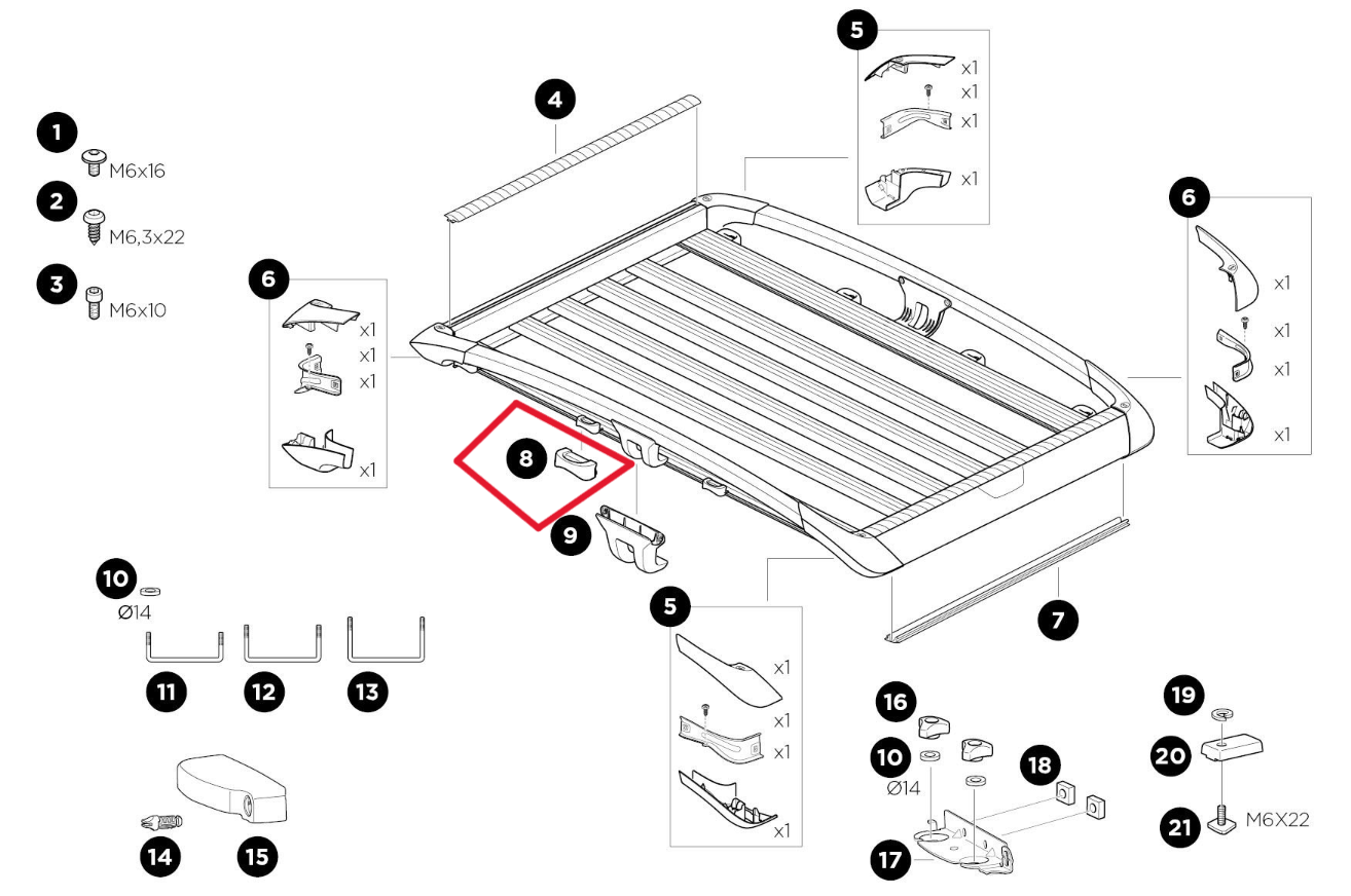 Thule 1500052520 Trabilla de amarre para cesta de trail