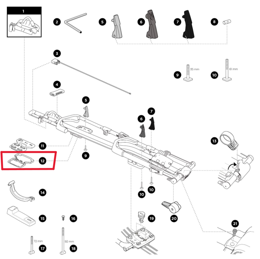 Junta de placa de montaje trasera Thule 1500052922 (UpRide)