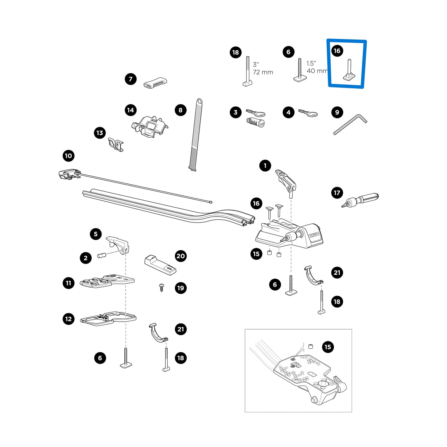 Thule 1500054479 T-Track Screw Guide (FastRide, TopRide)