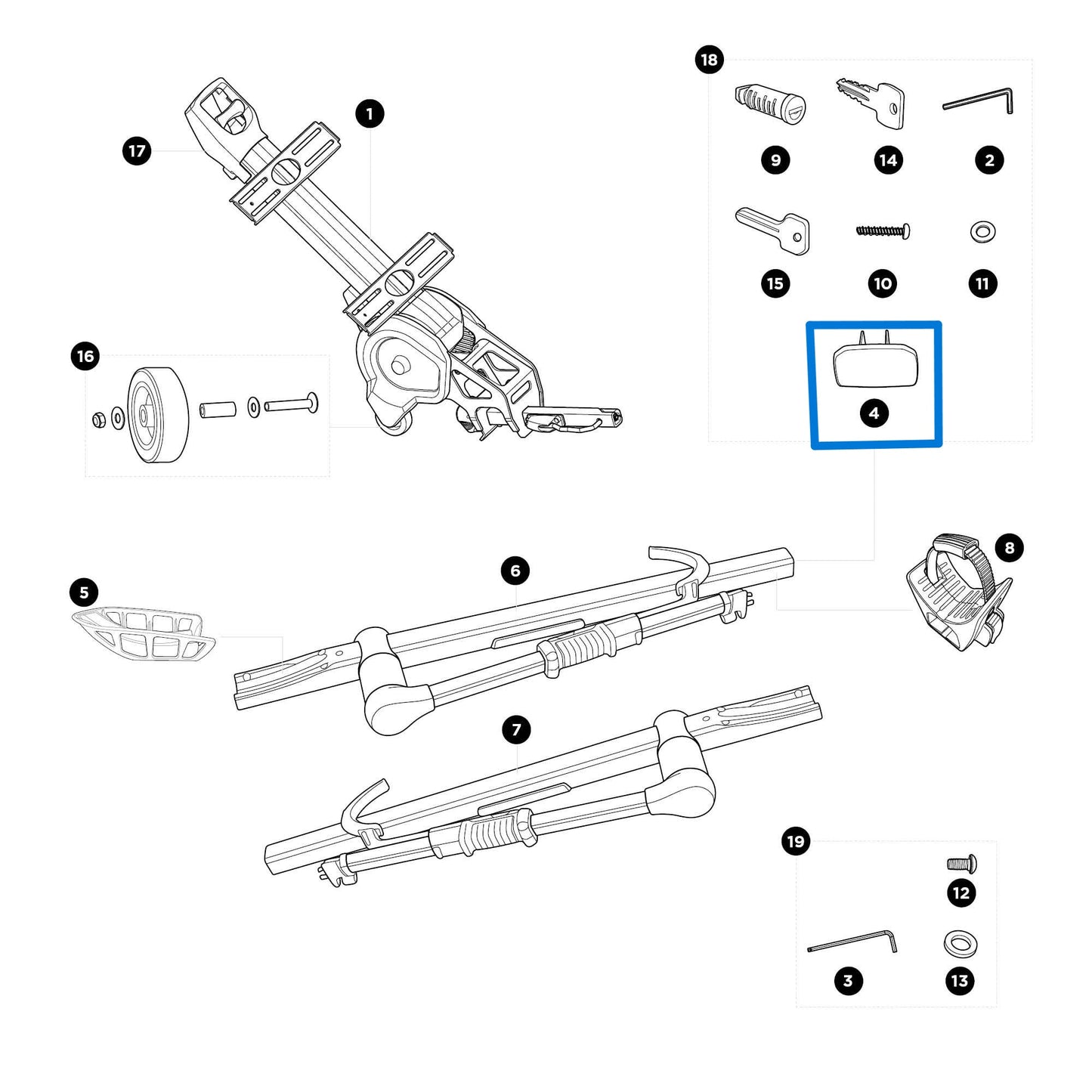 Thule 1500056319 T2 Tray End Cap (T2 XTR Pro)