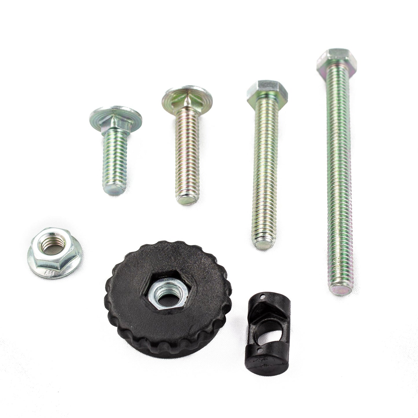 <p>Replacement hardware for <strong>single&nbsp;</strong>Universal MightyMount from Yakima</p> <p><strong>Includes</strong>:</p> <ul> <li>Two lengths of hex head and hex cap head bolt</li> <li>One barrel nut</li> <li>One washer</li> <li>One nut</li> <li>One thumbwheel</li> </ul>