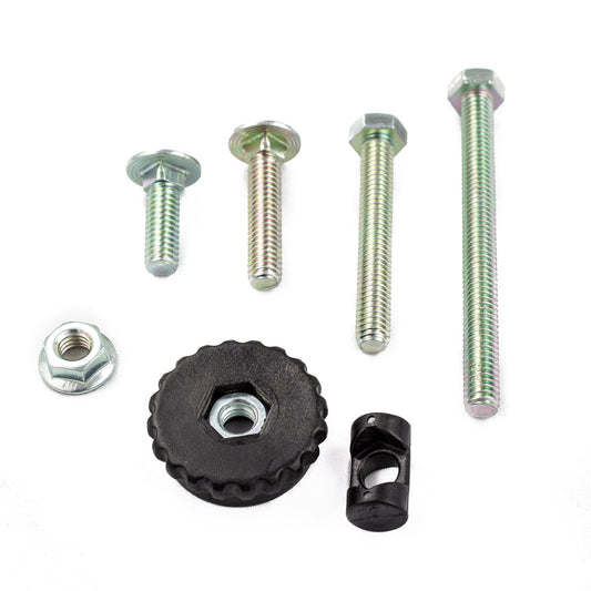 <p>Replacement hardware for <strong>single&nbsp;</strong>Universal MightyMount from Yakima</p> <p><strong>Includes</strong>:</p> <ul> <li>Two lengths of hex head and hex cap head bolt</li> <li>One barrel nut</li> <li>One washer</li> <li>One nut</li> <li>One thumbwheel</li> </ul>