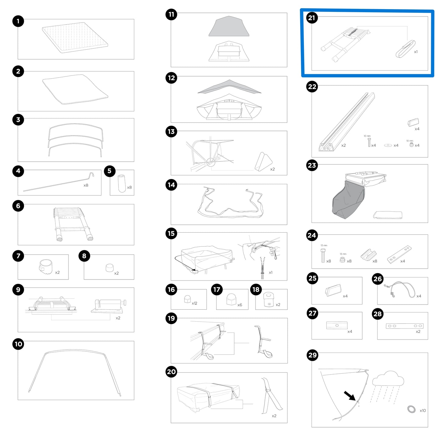 Correa para escalera de tienda de campaña negra Thule 1500054354