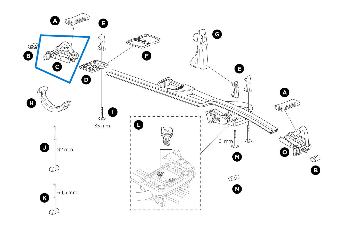 Thule 1500052959 Rear Wheel Holder Assembly (ProRide)