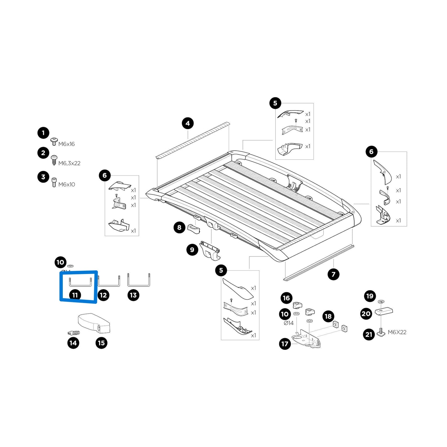 Boulon en U Thule 1500052553 40 x 90 mm