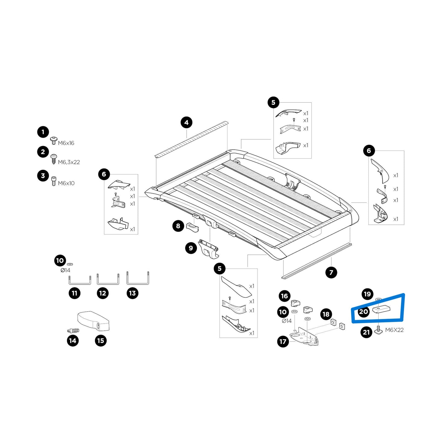 Adaptador de borde de barra de ala Thule 1500052525 de 8 mm