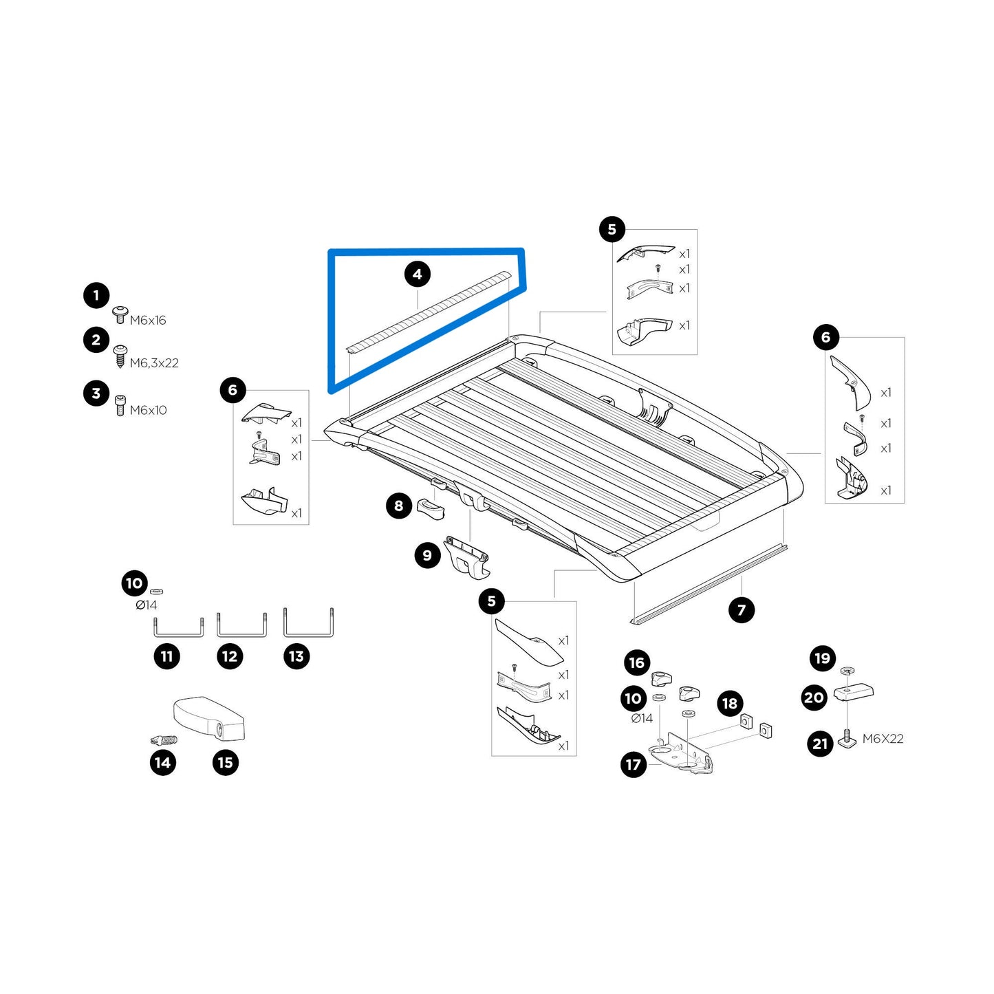 Tira de cubierta Thule 1500052517 T-Track (824)