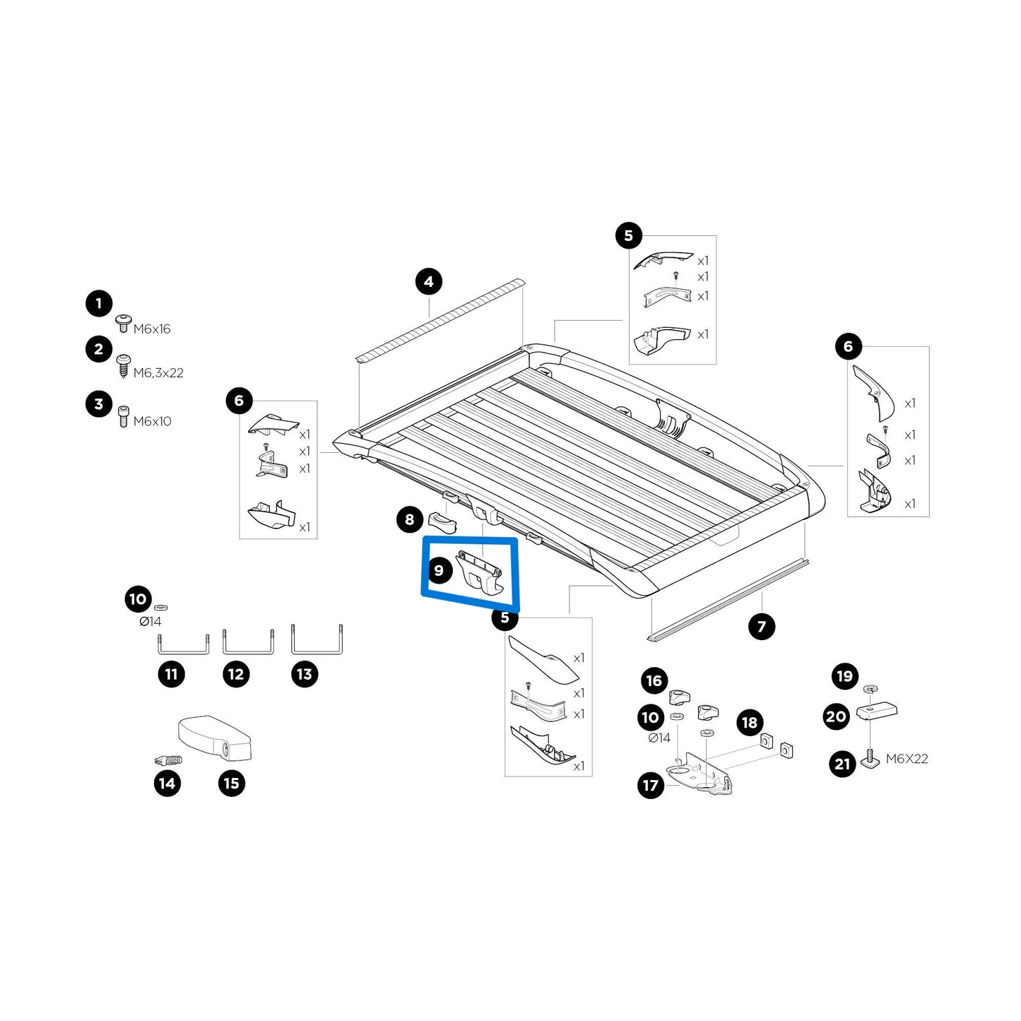 Placa con logotipo central para canasta de Trail Thule 1500052521