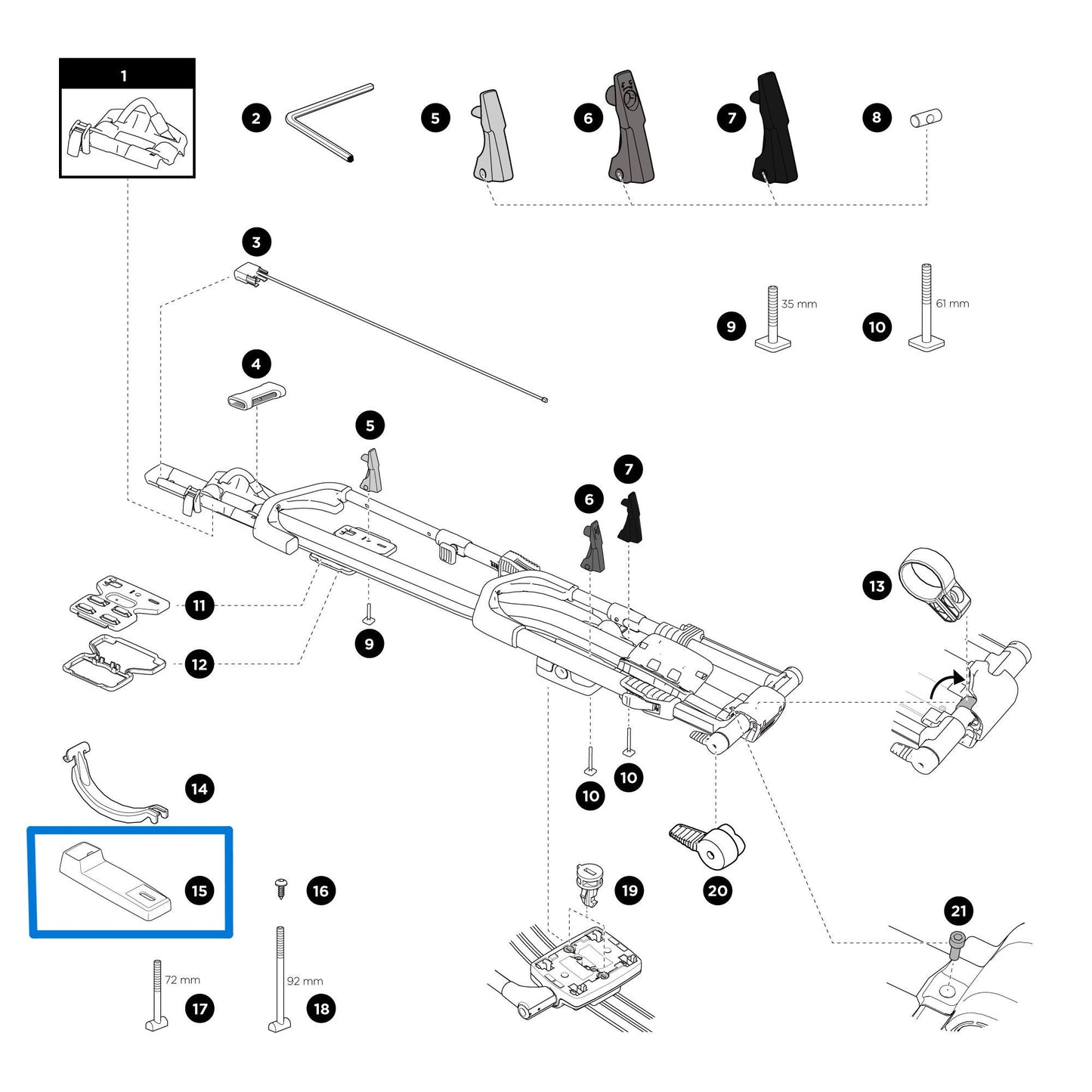 Cubierta del soporte trasero Thule 1500052942 (UpRide)