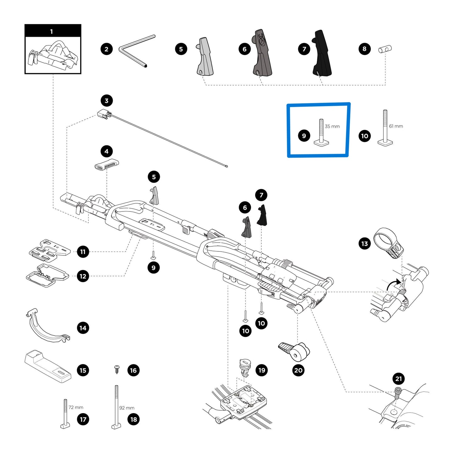 Tornillo Thule 1500050336 M6x35 (Thruride, ProRide, UpRide)