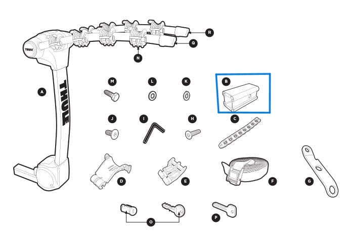 Thule 1500056107 Short Adapter Sleeve (DoubleTrack, Vertex, Hitching Post Pro)
