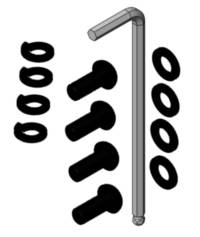 <p>Replacement Hardware set for a single HoldUp Tray. Includes :</p> <ul> <li>(1) M5 Hex Key</li> <li>(4) M8 Screws</li> <li>(4) Flat Washers</li> <li>(4) Lock Washers</li> </ul> <p>Compatible with 2013+ HoldUp :</p> <ul> <li><span>8002443 - 2" Model</span></li> <li><span>8002445 - 1 1/4" Model</span></li> </ul>